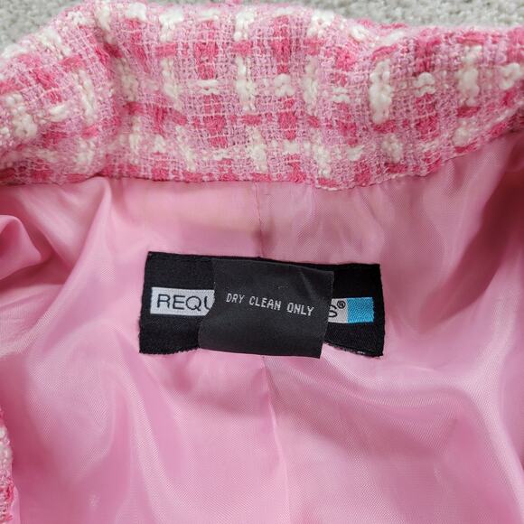 Vintage Requirements Tweed Skirt Suit Womens 12 Pink Check Office Career - Picture 14 of 16